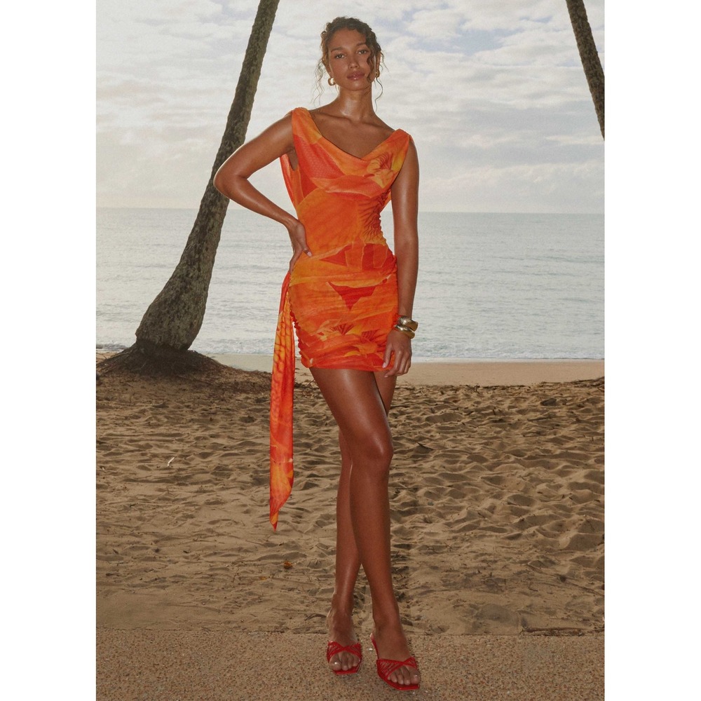 Peppermayo Good Fortune Mini Dress Serene Orange Size 4 New With Tags